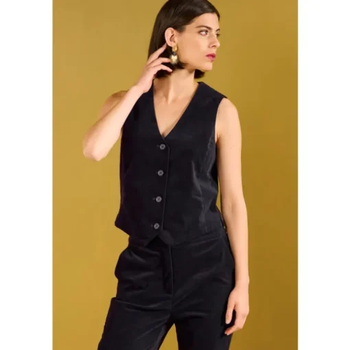 Seasalt Cornwall Star Rock Cotton Moleskin Fitted Waistcoat | Women Coats & Jackets